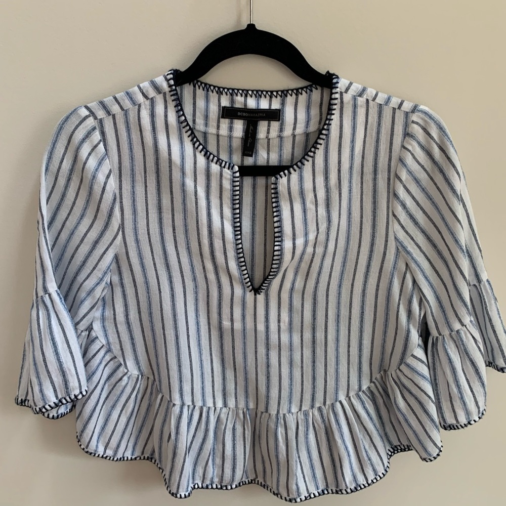 BCBG pinstripe blouse